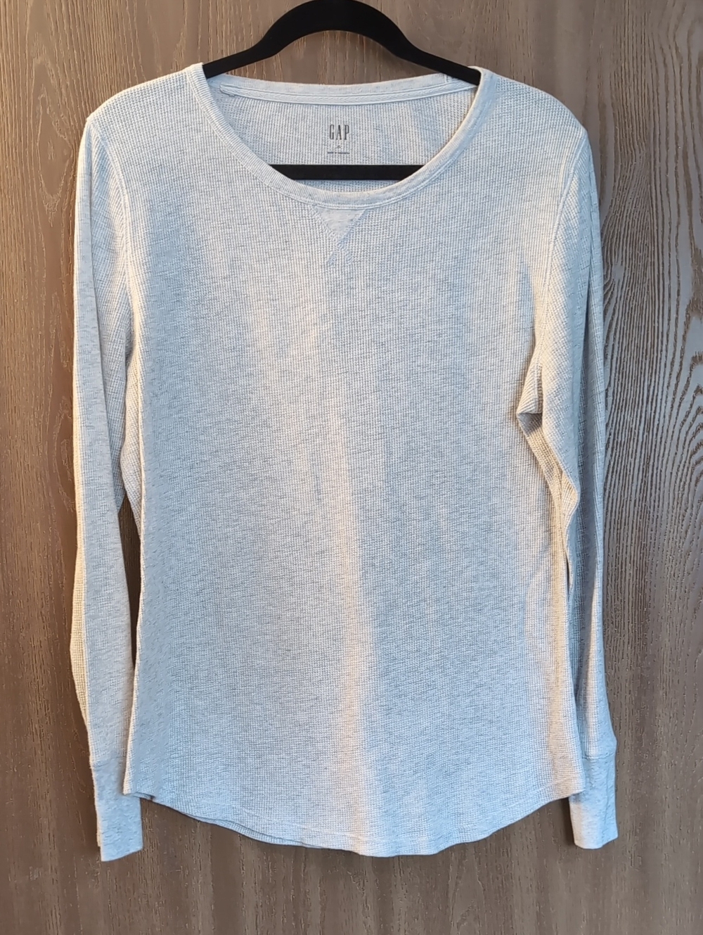 GAP Women's Light Heather Gray Long-Sleeve Waffle Top